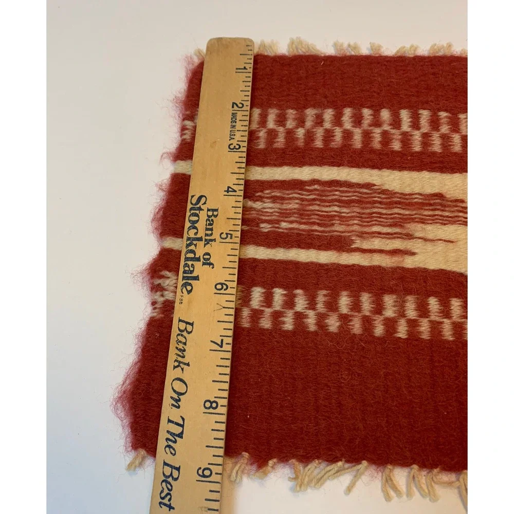 Vintage Southwestern Fuzzy Wool Miniature Dollhouse Fringe Rug 9 X 7